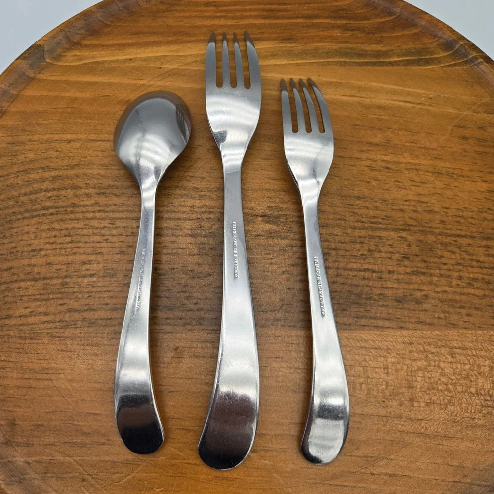 Gingko Helmick Sea Drift 3pc Set Dinner Salad Fork Teaspoon 18/8 Stainless Korea